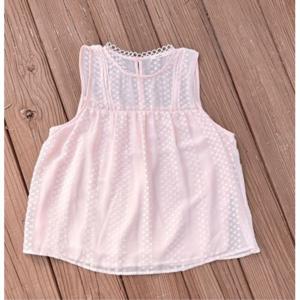 Mi Ami Francesca's Pink Bubble Gum Sleeveless Blouse Semi Sheer Keyhole Back Eye